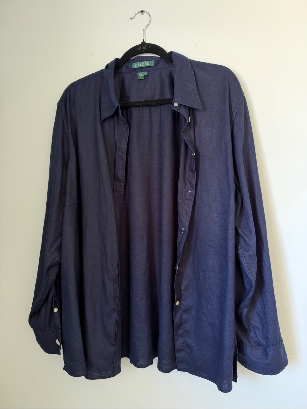 Ralph Lauren Navy Button-Up Linen Shirt